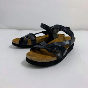 Naot‎ Women's Sophia Brushed Black Crinkle Adjustable Sandals 36 M